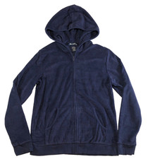 Denim & Co Womens Hooded Jacket Sz XS Blue Full Zip Long Sleeve QVC NWT