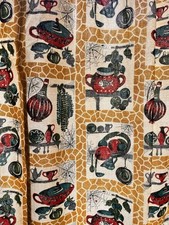 vintage kitchen pattern curtains mid century pair