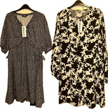 (2) George Asda Ladies shift flare Pattern Print Tea Dress Size 16 UK New