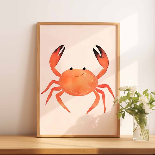 Happy cartoon crab with - a4,
