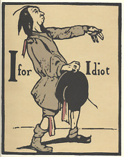 William Nicholson Woodcut Print 1898 I for Idiot Alphabet Lithograph 1975