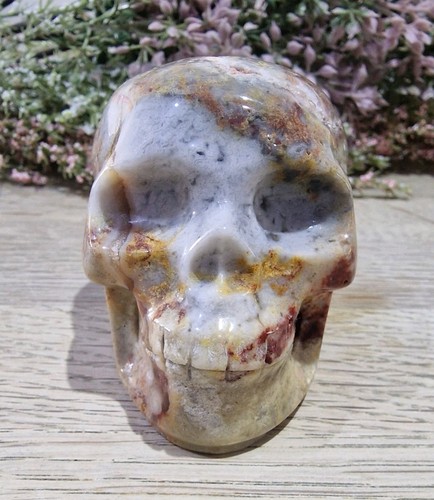 Crazy lace agate crystal skull - agate,