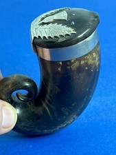 NICE ANTIQUE GEORGIAN SCOTTISH SOLID SILVER RAMS HORN THISTLE SNUFF MULL