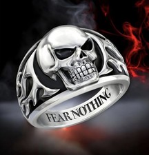 Mens gothic biker skull ring - gothic,