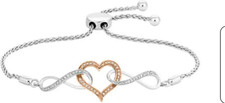 Silver rose gold heart - silver,