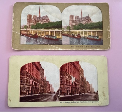 Two stereoscope cards - stereoscope,