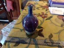 Clive Pearson Clovelly Pottery. Blue/Purple Glaze Bud Vase 2002. 16cm Tall