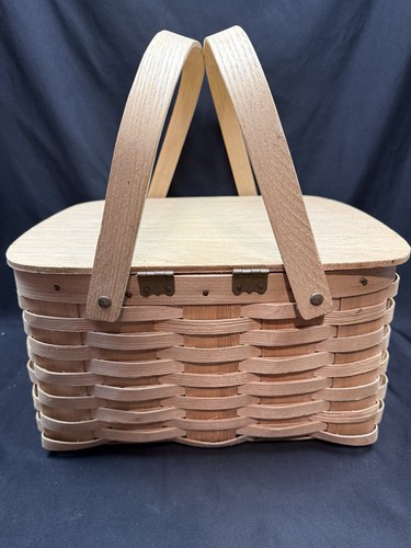Wicker picnic basket wooden - wicker,