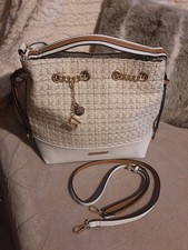 Stunning River Island Tweed White Tan Tote Shoulder Bag BNWOT!