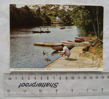 old postcard Boating on the