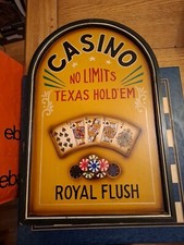 Vintage Casino No Limits Texas Holdem Royal Flush Wooden 3D Wall Hanging Plaque*