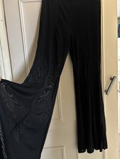 Size 12/14  black -sheer Mesh /Flare Cover Up Trousers Beach Pants vgc