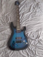 Schecter Omen Elite 7 - See Thru Blue Burst - Used 7 String Electric Guitar