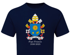 Pope Francis 1936-2025 Tshirt Papal Coat of Arms LARGE Unofficial Merchandise