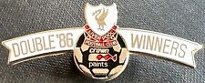 LIVERPOOL Rare 1986 vintage LEAGUE & CUP DOUBLE WINNERS Badge CROWN PAINTS Era