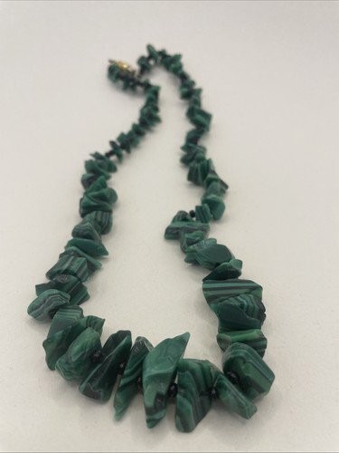 Malachite large chip necklace - malachite,