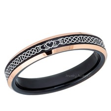 4mm Celtic Claddagh Ring Black