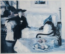 Interior With Lady Seated By Francis Campbell Boileau Candle Print Framed