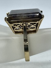 ROMANY VINTAGE HANDMADE Solid 13.5K Yellow Gold Smoky Quartz COCKTAIL Ring 9.7gr