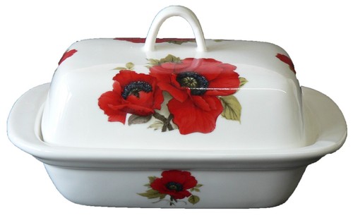 Poppy butter dish deep - , white
