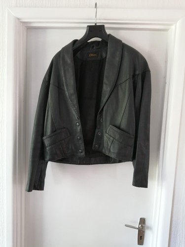 Black real leather - jacket, size