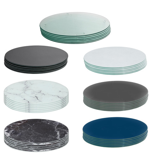 Round glass placemats 30cm - glass,