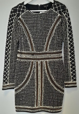 Missguided Love & Peace Black Dress w/ White & Gold Beads Size 12 A60 B629