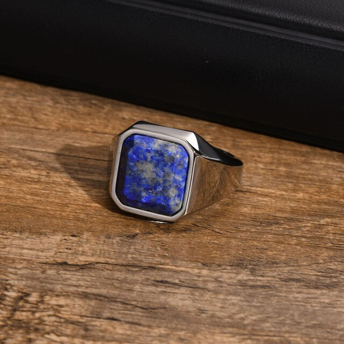 Lapis lazuli men signet ring - men's,