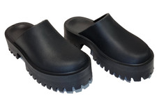 Black Chunky Clogs Mules