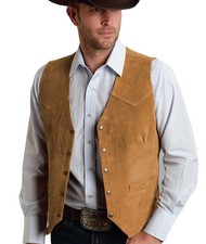 Mens Western Cowboy Suede Vest