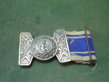 1877 Victorian Cricketer Design Brass & White Metal Ornate Belt Buckle & Slider