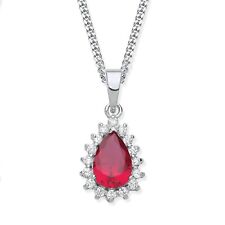 Sterling Silver Ruby & cz Pear