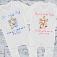 Christening Personalised Baby Grow Romper Vest Bib T-Shirt Keepsake Boy Girl