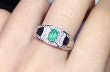 Natural Rich Green 1 Ct Zambian Emerald Sterling Silver 925 Handmade Women Ring