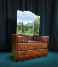 Antique Oak Dressing Table Drawers Arts Crafts Art Deco