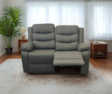 Recliner 2 Seater Sofa Sorrentino in Grey Aire Leather New | V1 |  Clearance!