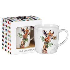 Ceramic Mug Gina Giraffe Animal Print Cup Bug Art Fine China Novelty Cartoon