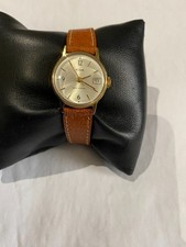 Vintage Acqua Timex Lady Gold Tone Date Leather Strap Mechanical Watch