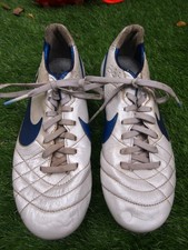 White Blue Nike Tiempo Legend IV SOFT GROUND FOOTBALL BOOTS UK 5.5