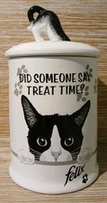 FELIX CAT Did Someone Say Treat Time Ceramic "Air Tight" Storage Jar 20cm High