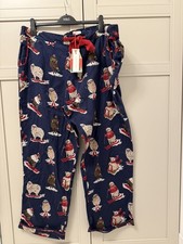 FAT FACE WOMEN EVA SHELTER SHEEP CHRISTMAS FESTIVE PYJAMA PANTS COTTON - UK 24