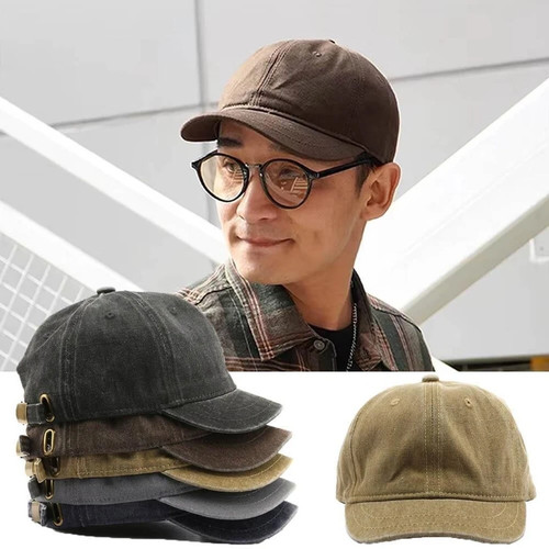 Washed cotton peaked cap - washed,