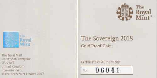 Gold proof sovereign 2018 - proof,