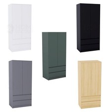 Wooden Wardrobe 2 Doors 2 Drawers Storage Hanging Rails Bedroom Furniture