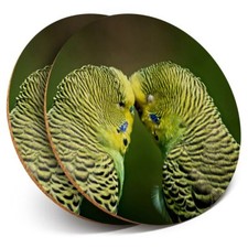 2 x Coasters - Green Yellow Budgie Pair Bird  #45239