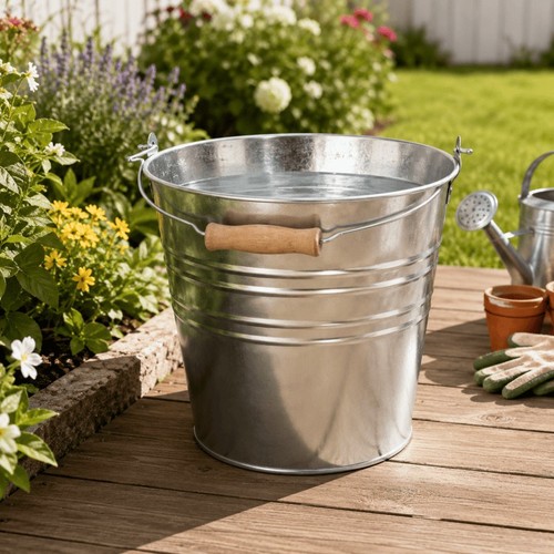 Galvanised metal bucket - metal, handle