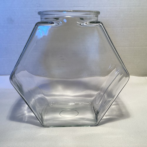 Vintage clear glass hexagon - clear,