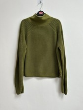 Poetry Ladies Khaki 100% Cotton Knit Jumper, Funnel Neck, UK 10, RRP £135