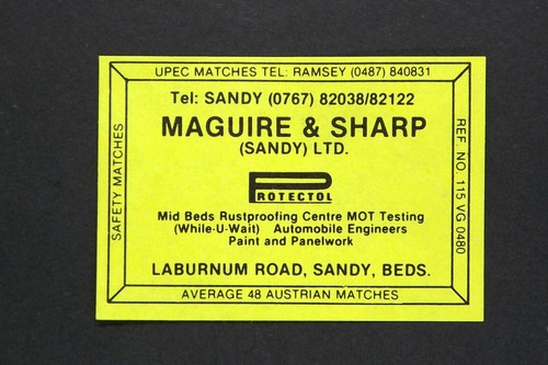 Matchbox label maguire sharp - maguire,