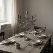 Flower Shaped Candelabra Candle Holder Silver Metal Home Art Deco Gift 57cm